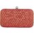 TARUSA Pink Silk Fabric Floral Box Clutch For Women