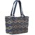 TARUSA Powder Indigo Cotton Fabric Abstract Geometric Tote Bag For Women