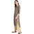 Janasya Women's Brown Cotton Straight Geometric Print Kurta