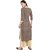 Janasya Women's Brown Cotton Straight Geometric Print Kurta
