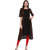 Janasya Women's Black Cotton A-Line Floral Print Kurta