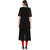 Janasya Women's Black Cotton A-Line Floral Print Kurta