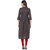 Janasya Women's Grey Cotton Flared Plain Kurta