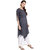 Janasya Women's Blue Cotton Asymmetric Printed Kurta