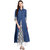 Janasya Women's Blue Cotton Indo Western Geometric Print Kurta