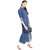 Janasya Women's Blue Cotton Indo Western Geometric Print Kurta