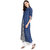 Janasya Women's Blue Cotton Indo Western Geometric Print Kurta