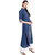 Janasya Women's Blue Cotton Indo Western Geometric Print Kurta