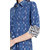 Janasya Women's Blue Cotton Indo Western Geometric Print Kurta