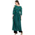 Janasya Women's Green Cotton Flared Printed Cold Shoulder Kurta