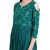 Janasya Women's Green Cotton Flared Printed Cold Shoulder Kurta
