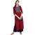 Janasya Women's Maroon Cotton Straight Printed Kurta