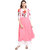 Janasya Women's Pink Crepe A-Line Floral Print Kurta