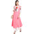 Janasya Women's Pink Crepe A-Line Floral Print Kurta