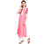 Janasya Women's Pink Crepe A-Line Floral Print Kurta