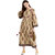 Janasya Women's Beige Cotton Anarkali Floral Print Kurta