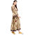 Janasya Women's Beige Cotton Anarkali Floral Print Kurta