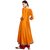 Janasya Women's Mustard Digital Print Poly Silk Anarkali Kurti
