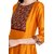 Janasya Women's Mustard Digital Print Poly Silk Anarkali Kurti
