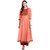 Janasya Women's Peach Digital Print Poly Silk Anarkali Kurti