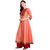 Janasya Women's Peach Digital Print Poly Silk Anarkali Kurti