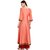 Janasya Women's Peach Digital Print Poly Silk Anarkali Kurti