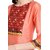 Janasya Women's Peach Digital Print Poly Silk Anarkali Kurti