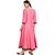 Janasya Women's Pink Digital Print Silk Anarkali Kurti With Dupatta