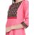 Janasya Women's Pink Digital Print Silk Anarkali Kurti With Dupatta