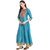 Janasya Women's Sky Blue Digital Print Poly Silk Anarkali Kurti