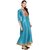 Janasya Women's Sky Blue Digital Print Poly Silk Anarkali Kurti