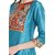 Janasya Women's Sky Blue Digital Print Poly Silk Anarkali Kurti
