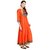 Janasya Women's Orange Digital Print Poly Silk Anarkali Kurti