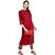 Janasya Women's Maroon Plain Rayon A-Line Kurti With Cotton Pant