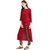 Janasya Women's Maroon Plain Rayon A-Line Kurti With Cotton Pant
