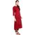 Janasya Women's Maroon Plain Rayon A-Line Kurti With Cotton Pant