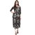 Janasya Women's Black Printed Cotton Flared Kurti