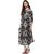 Janasya Women's Black Printed Cotton Flared Kurti