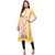 Janasya Women's Yellow Embellished Crepe A-Line Kurti