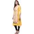 Janasya Women's Yellow Embellished Crepe A-Line Kurti
