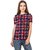 Amiable Casual Half Sleeve Checkered Women's Blue, Red Top