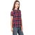 Amiable Casual Half Sleeve Checkered Women's Blue, Red Top