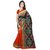 Meia Sarees BeigeOrange Block Print Bhagalpuri Silk Saree With Blouse
