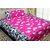 Manvi Creations Glace Cotton Pink Floral King Size Double Bedsheet, Set of 1 Bedsheet and 2 Pillow covers