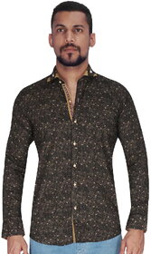 Black with Golden Print Shirt By Corporate Club.