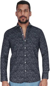 Navy with Bluish Grey Print Shirt By Corporate Club.