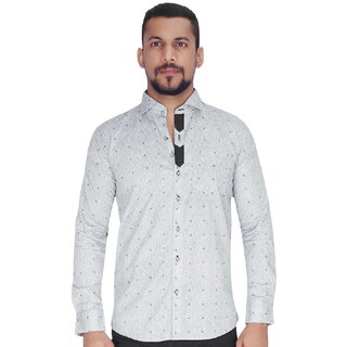 Wood Printed Design on White  with Grey Design Shirt By Corporate Club.