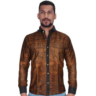 Panel Adjustent Design in Rust  Black Color Shirt By Corporate Club.