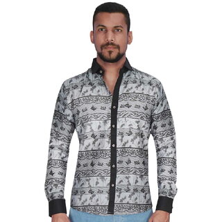 Panel Print Design in Grey  Black Color Shirt By Corporate Club.