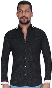 Dobby Weave Black with Grey Print Dot Shirt By Corporate Club.